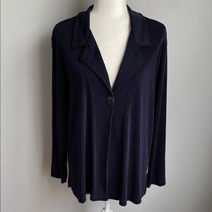 New Chico's Travelers Dark Navy Blue Single Button Blazer Size XL